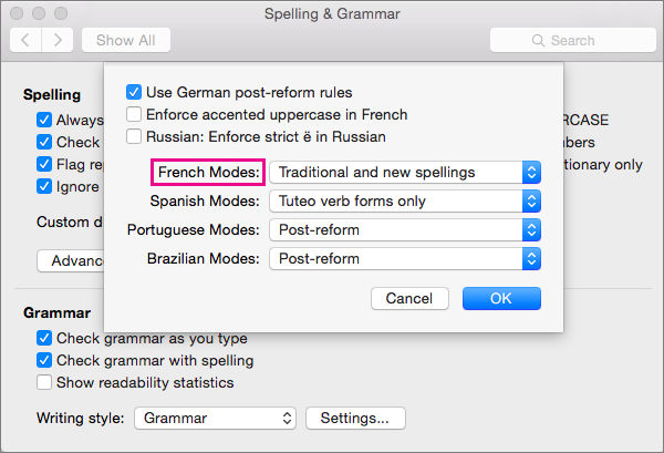 microsoft word for mac 2011 french spell check